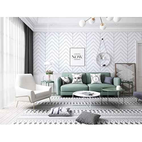 Kitico Peel and Stick Wallpaper Blue and White Geometric Wallpaper Modern Blue Stripe Wallpaper Removable Self Adhesive Wall Paper Waterproof Contact Paper Decorative Home Decoration 17.7"x118.1"