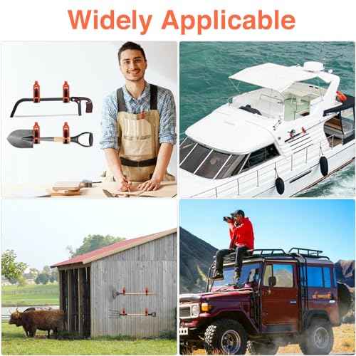 4 Pack Shovel Mount for Roof Rack, Metal Rubber Clamp Wall Mounting Brackets, Durable Axe Holder Clamp Mount Kit for Truck, Roof Rack, Boats, Axe and Family Workshop Tools