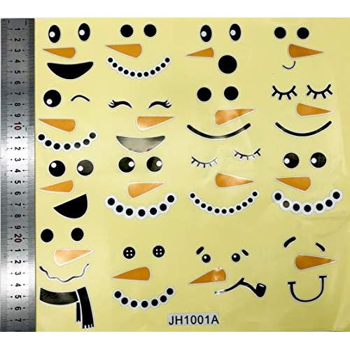 Maydahui 48 Pieces Snowman Face Wall Stickers Cute Christmas Snow Man Wall Decals 11 Inches Refrigerator Stickers Window Cling Decal Xmas Decorations