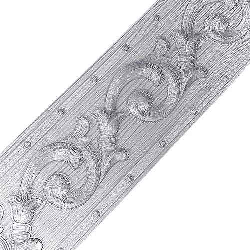 Silver Flower 3D Wallpaper Border Peel & Stick PVC Wall Covering Kitchen Bathroom Bedroom Tiles Decor Sticker,4 Inch by 16.5 Feet1