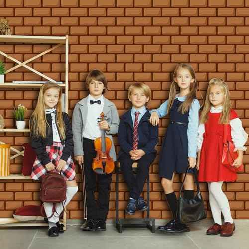 Chuangdi 4.5 x 9 Feet Brick Stone Wall Backdrop Stone Wall Scene Setter Wallpaper Curtains Door Removable Tablecloth Photo for Winter Halloween (Brown)