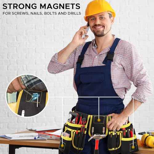 Tool Belt, Multi-function repair tool belt, With adjustable function, Magnetic Tool Belts, Heavy Duty Tool Pouch 26 Pockets, Also suitable for electricians, Carpenters, Builders and so on, Juiblai