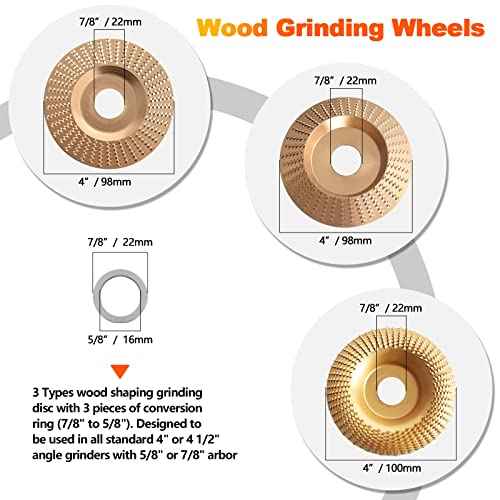 9PCS Angle Grinder Wood Carving Disc Set,Including 3 Wood Shaping Grinding Disc, Speedcutter, Wood Carving Chain Disc and 4 Sanding Wheels for 4" Or 4 1/2" Angle Grinder