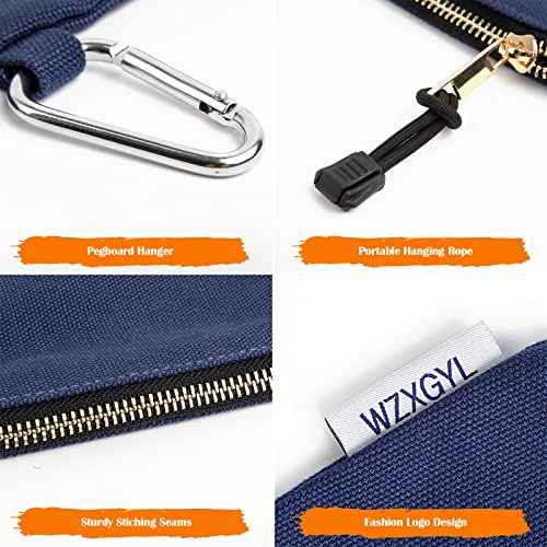 Canvas Tool Pouch Zipper Bags,16OZ(A) Utility Bags Heavy Duty Tools Pouch with Carabiner, 12 * 7 Inch Multipurpose Durable Storage Organizer Tote,6 Pack