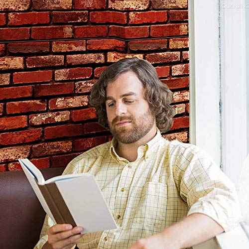 MelunMer Red Brick Peel and Stick Wallpaper 17.7¡±¡¿118¡± Self Adhesive Removable Wallpaper Red Faux Brick Contact Paper Waterproof Decorative Easily to Install Contact Paper for Kitchen Backsplash