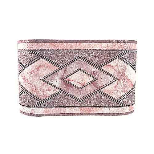 Simplemuji 3D Self Adhesive Pink Diamond Lattice Pattern Waterproof Wallpaper Border Peel and Stick for Bathroom Kitchen Counter Top Tiles Sticker,4 Inch by 16.5 Feet