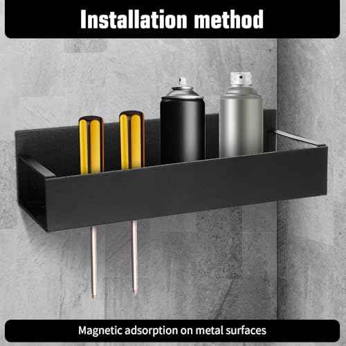 4 Pcs Magnetic Aerosol Spray Can Holder, Wall Mounted Spray Bottle Rack, Mechanic Paint Bottle Can Organizer, Tool Box Storage Rack for Garage Home Workspace (Black)