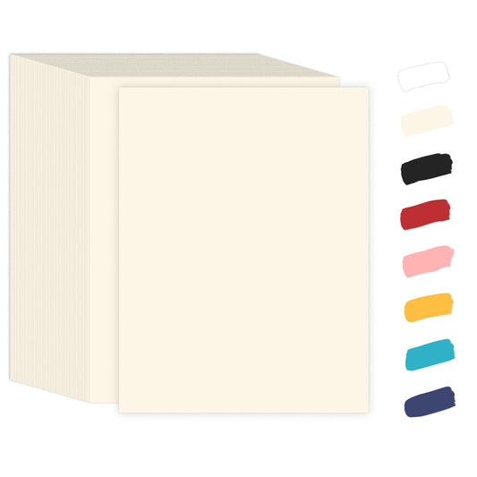 100 Sheets Cream Cardstock 8.5 x 11 Off White Card Stock,Goefun 65lb Ivory Paper Printer Paper for Cards Making, Office Printing, Wedding