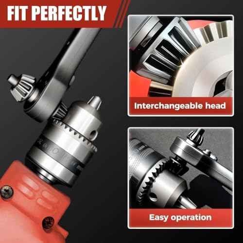 3 in 1 Drill Chuck Ratchet Wrench, Drill Press Chuck Key, Replacement Tool for Electric Drills & Power Tools with Extended Arm for Added Torque (All Size)