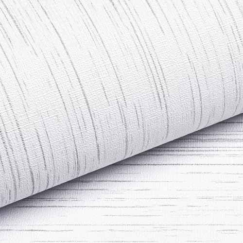 Livelynine White Grasscloth Peel and Stick Wallpaper Textured Grass Cloth Wall Paper Peel & Stick Modern Bathroom Bedroom RV Wall Covering Removable Texture White Contact Paper for Cabinets 15.8x78.8