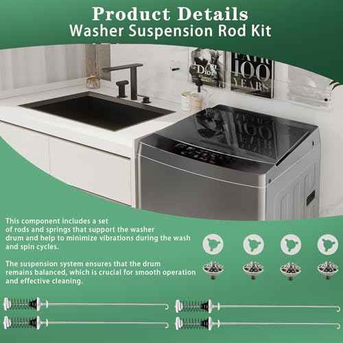 Upgraded MVWC400XW4 WTW5600XW0 MVWX700XW0 MVWC360AW0 Washer Suspension Rods, Fit for Kenmore Whirlpool Maytag Washer MVWX500XW0 MVWX700XL2 3LWTW5550YW2 MVWX700XL1 MVWC400XW0 WTW5550XW0 WTW5500XW3