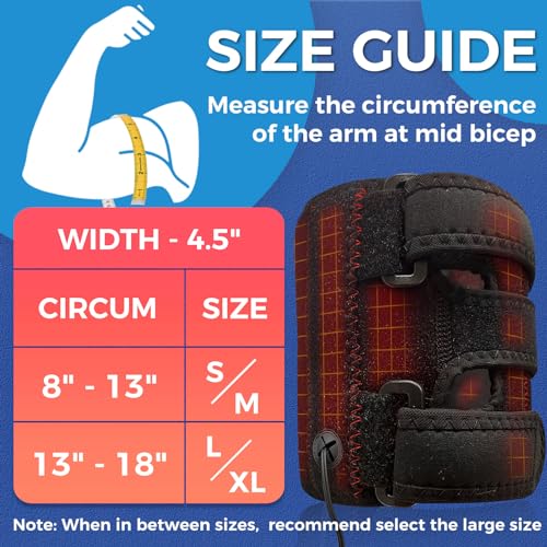 sticro Upper Arm Heating Pad for Bicep Tendonitis Pain Relief, Heated Arm Wrap for Biceps & Triceps Muscle Strains, Adjustable Bicep Brace with 3 Heat & 5 Timers Settings for Men/Women (S/M)