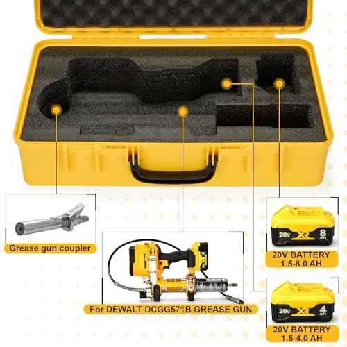 Hard Shell Case for Dewalt DCGG571M1/ DCGG571B 20V Max Grease Gun kit | High-Density Protective Foam | Portable Organizer Travel Carrying Storage Bag for Batteries Accessories with Handle | CASE ONLY