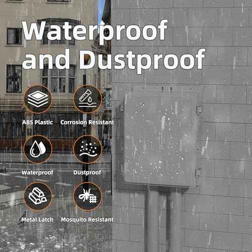 Joinfworld Vented Outdoor Electrical Box Waterproof Nema Enclosure 16x11x6 Plastic WiFi Box with Stainless Steel Buckle Fan Vented Dust Screen