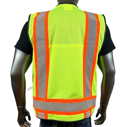 Vero1992 (F Safety Vest For Men's, Engineer High Visibility Vest With Pockets and Zipper, Reflective safety vest