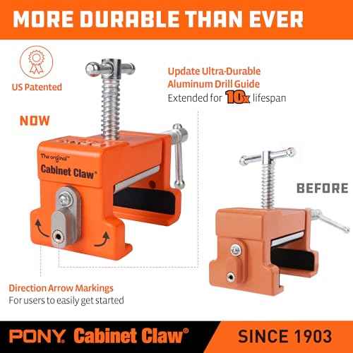 PONY 2-Pack Cabinet Clamps, 8510 Cabinet Claw, Face Frame Clamps for Installing Cabinets, 440 lbs Load Limited Orange