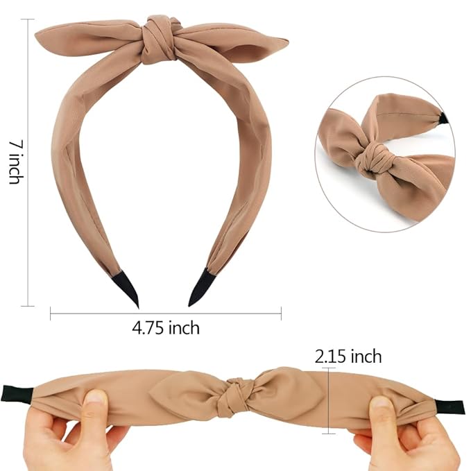 TOBATOBA Bow Headbands for Women 6Pcs Knotted Headband with Bow Cute Stylish Top Knot Head Bands Wide Hairband Hair Accessories for Women Girls