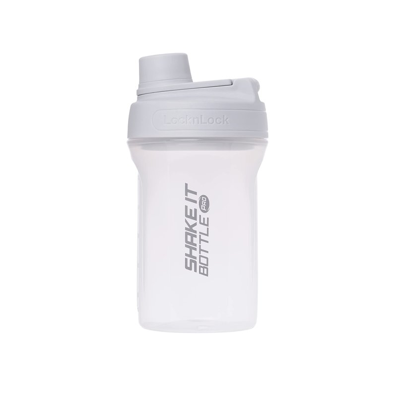 LocknLock HAP943LGRY Shake It Bottle Pro, Protein Shaker Cup for Shakes, Mixes, Pre Workout, Gym, Fitness, Sports, Travel, BPA-Free Plastic, Leakproof, Portable, with Lid and Handle, 22 oz, Off White