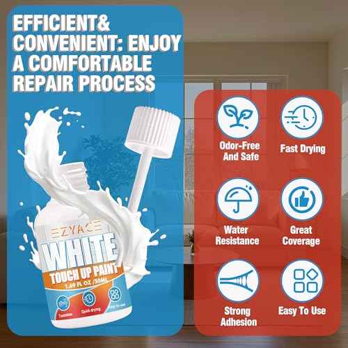 White Touch Up Paint Pen, Multi Surface Cabinet Paint for Wood Scratch Repair, 1.69Fl Oz Odorless White Paints for Wall, Fast-Drying Wood Paint for Furniture, Door, Cabinets, Bathtub, Appliance