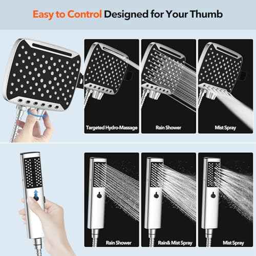 JDO High Pressure Shower Head, 7 Spray Modes Rain Shower Heads with Handheld Spray Combo, Dual Showerhead with 10 Inch Rainfall Spray, Detachable Hand Held Shower, Stainless Steel Hose, Power Wash