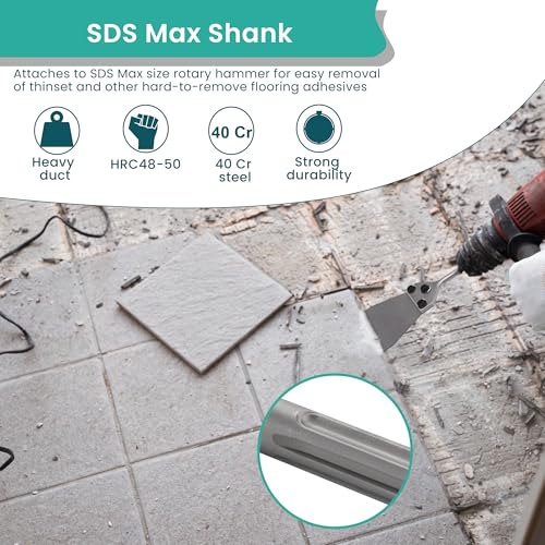 5 Inch SDS Plus Floor Scraper with Spare Bolts and Locknuts, Easily Removes Tile, Plaster, Hardwood Floors and Works with All SDS-Plus System Rotary and Electric Hammers