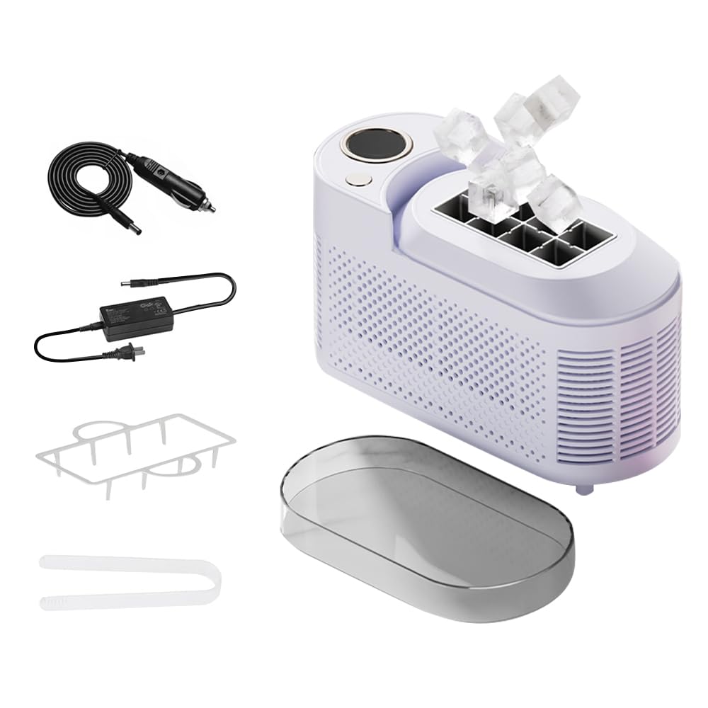 SL Nevnmoe Countertop Portable Small Mini Ice Maker - 8 Ice Cubes Ready in 15 Mins, Comes with Car Power, DIY Ice Making & Easy Ice Release, Suitable for Home, Kitchen, RV & Camping