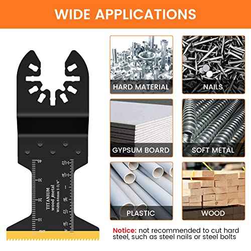 JTWEB 20PCS Titanium Oscillating Saw Blades Metal Cutting, Multitool Blades 3 Types Multi Tool Blades Kits Wood and Metal Nail Plastic Oscillating Tool Blade for Milwaukee Bosch Rockwell