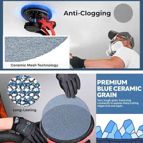 9 Inch Premium Ceramic Mesh Sanding Disc (Grit 60/80/120/180/240), Hook and Loop Mesh Disc 25 Pack Dust-Free Drywall Sandpaper Discs for Random Orbital Sander