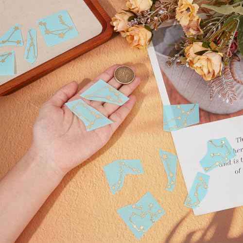 OLYCRAFT 12Pcs Orgonite Sticker 12 Constellation Sticker Energy Tower Decorate Stickers Self Adhesive Golden Metal Stickers for Scrapbooks DIY Resin Crafts Phone & Water Bottle Decor - 1.6x1.6 Inch