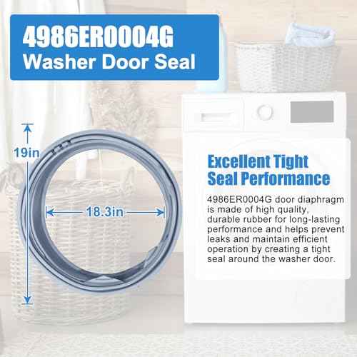 UPGRADED 4986ER0004G Washer Door Gasket With Drain Port Compatible with LG Front Load Washer Door Seal WM2501HWA, WM2501HVA, WM2487HRM, WM2688HWMA Door Gasket Washer Door Boot Rubber Seal Replacement