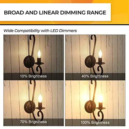 Hizashi 90+CRI E12 LED Bulb 60 Watt Dimmable, 2700K Soft White, Candelabra Light Bulb, B11 Chandelier Light Bulbs, 6W, 550LM, Candle Light Bulbs, UL Listed, 24 Pack