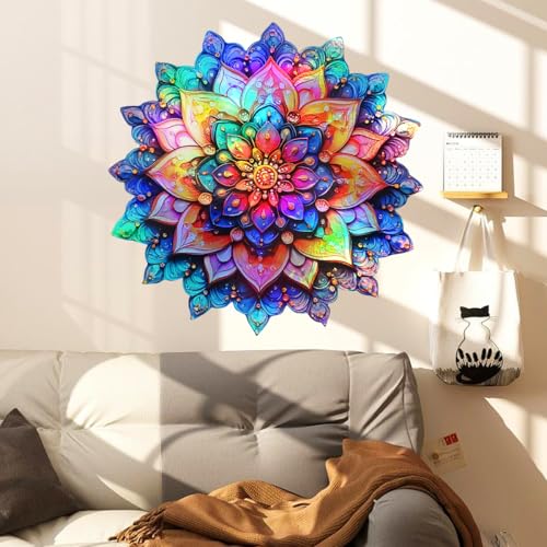 Runtoo Mandala Wall Decal Metallic Effect Peel and Stick 3D Lotus Floral Wall Stickers for Living Room Bedroom Yoga Headboard Decor