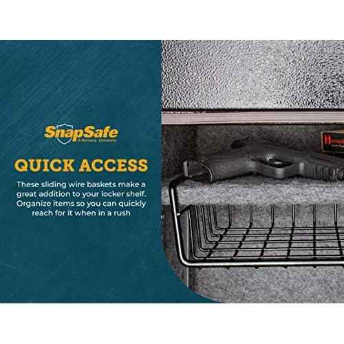 SnapSafe Hanging Shelf Document Basket, 76012 - Coated Wire Basket Maximizes Storage for Documents, Gun Accessories, & Ammo - Easy Access Under Shelf Storage for Gun Safes - Holds Up to 40 Pounds