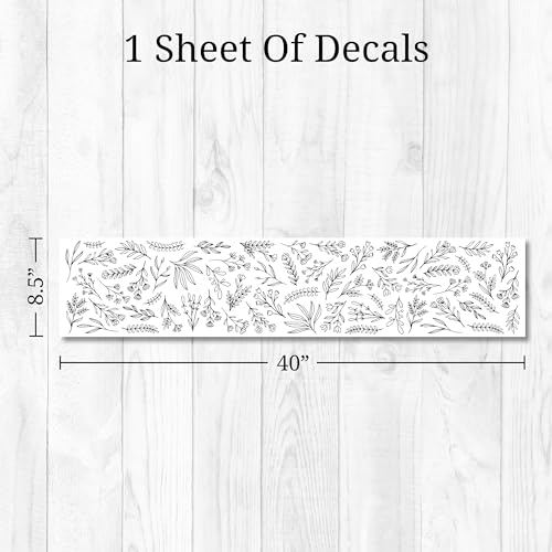 Small Black Flowers Peel and Stick Wall Decals - Set of 62 Flower Wall Stickers - 1"-4" Flower Wall Decor Floral Wall Decals