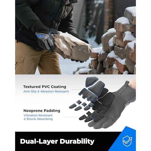 toolant 100% Waterproof Work Gloves for Men, Insulated Winter Gloves with Reinforced Palm for Cold Weather Protection, S-XXL