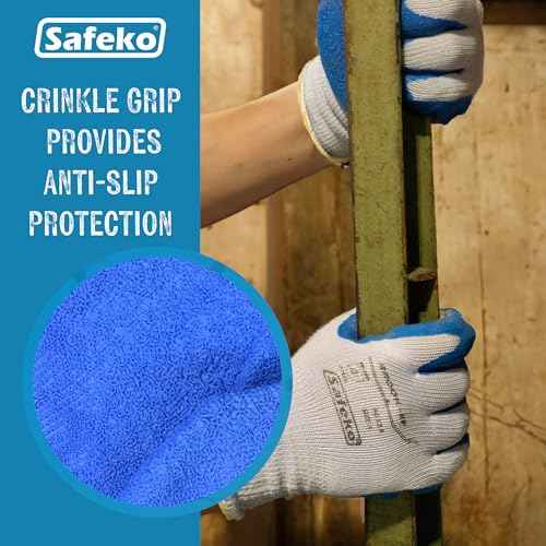 Latex Palm Coated Safety Work Glove, Crinkled Grip, 10-Gauge Heavy Duty Protection for Maximum Durability 12 Pair Pack