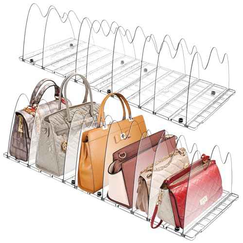 Purse Organizer With 8 Adjustable Acrylic Sections for Closet, Handbag Storage in House and Office
