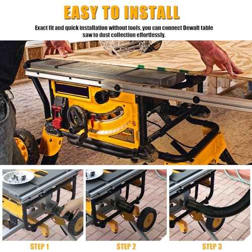 Table Saw Vacuum Adapter for Dewalt DWE7491RS - Dewalt Dust Collector Adapter Suitable for Connecting 2 1/2 "Table Saw Outlet Connected to 1 7/8" Shop Vac Hose