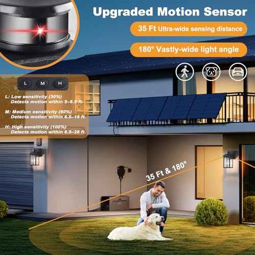 Porch Light with GFCI Outlet: Motion Sensor Porch Lights Outdoor with Remote Control Dusk to Dawn Exterior Lighting Fixtures Black Modern Outdoor Wall Lights for House Garage Patio Front Door