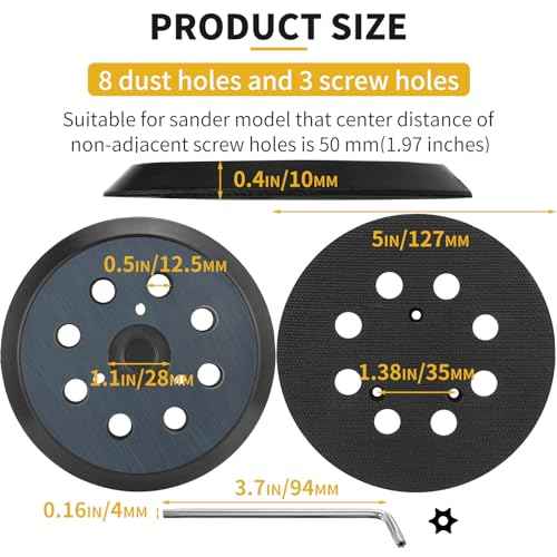 5 Inch 8 Hole Orbital Sander Replacement Pad for Porter Cable 343 343k 343VSK 390 390K 382 Random Orbit Sanders - Hook and Loop Sanding Pad Parts