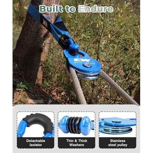 NIXFACE Offroad Recovery Kit - 10-Ton Snatch Block Pulley, 3" x8'Tree Saver (36,000lbs), Two 3/4" D-Ring Shackles with Portable Storage Bag Essential Tool Equipment for Recover Stuck Vehicle