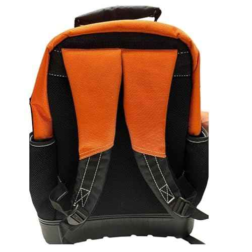 20-408 490mm Heavy Duty Polyester Tool Backpack with Plastic Base, Orange/Black