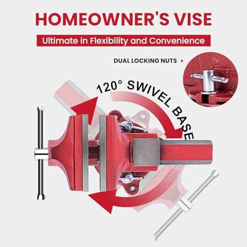 Forward 1305 5 Inch Home Vise Ductile Iron 5" Bench Vise Homeowner's Vice with Anvil and Swivel Base