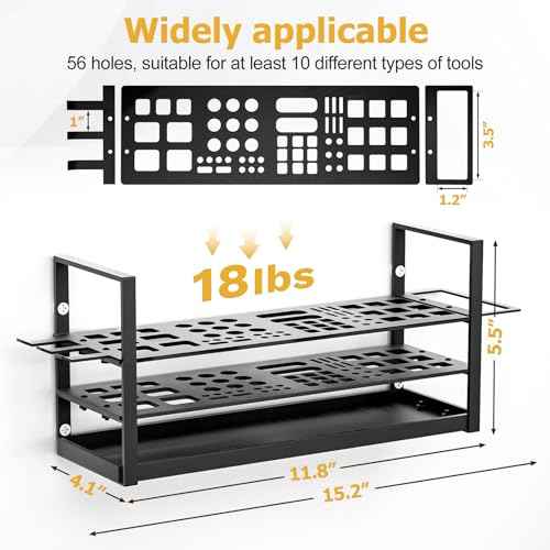 56 Holes Screwdriver Organizer Holder, Metal Screw-Driver Storage Rack Wall Mount for Hex Cross RC Kit, Hand Tool stand for Workshop,Workbench