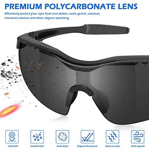 OXG Safety Glasses for Men Women, Impact & Scratch Resistant ANSI Z87.1 Safety Goggles Eye Protection UV-Block