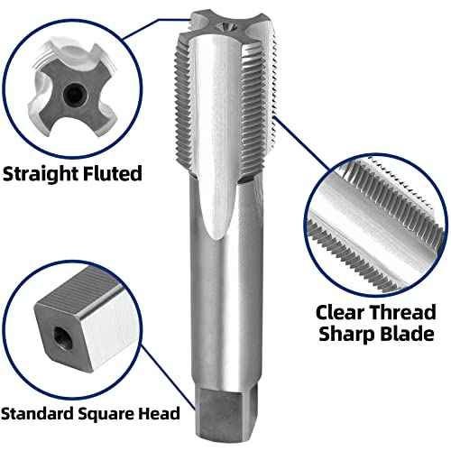 Burkit 1-1/4"-12 UNF Thread Tap Right Hand, HSS 1-1/4 x 12 UNF Straight Fluted Machine Tap