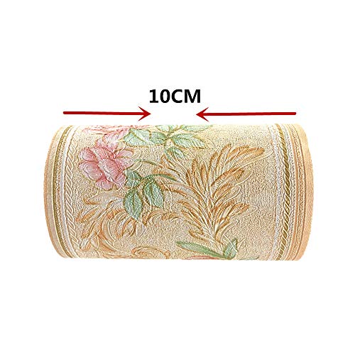 Simplemuji Orange Wallpaper Flowers Border Peel & Stick Wall Covering Kitchen Bathroom Bedroom Tiles Decor Sticker,4 Inch by 16.5 Feet