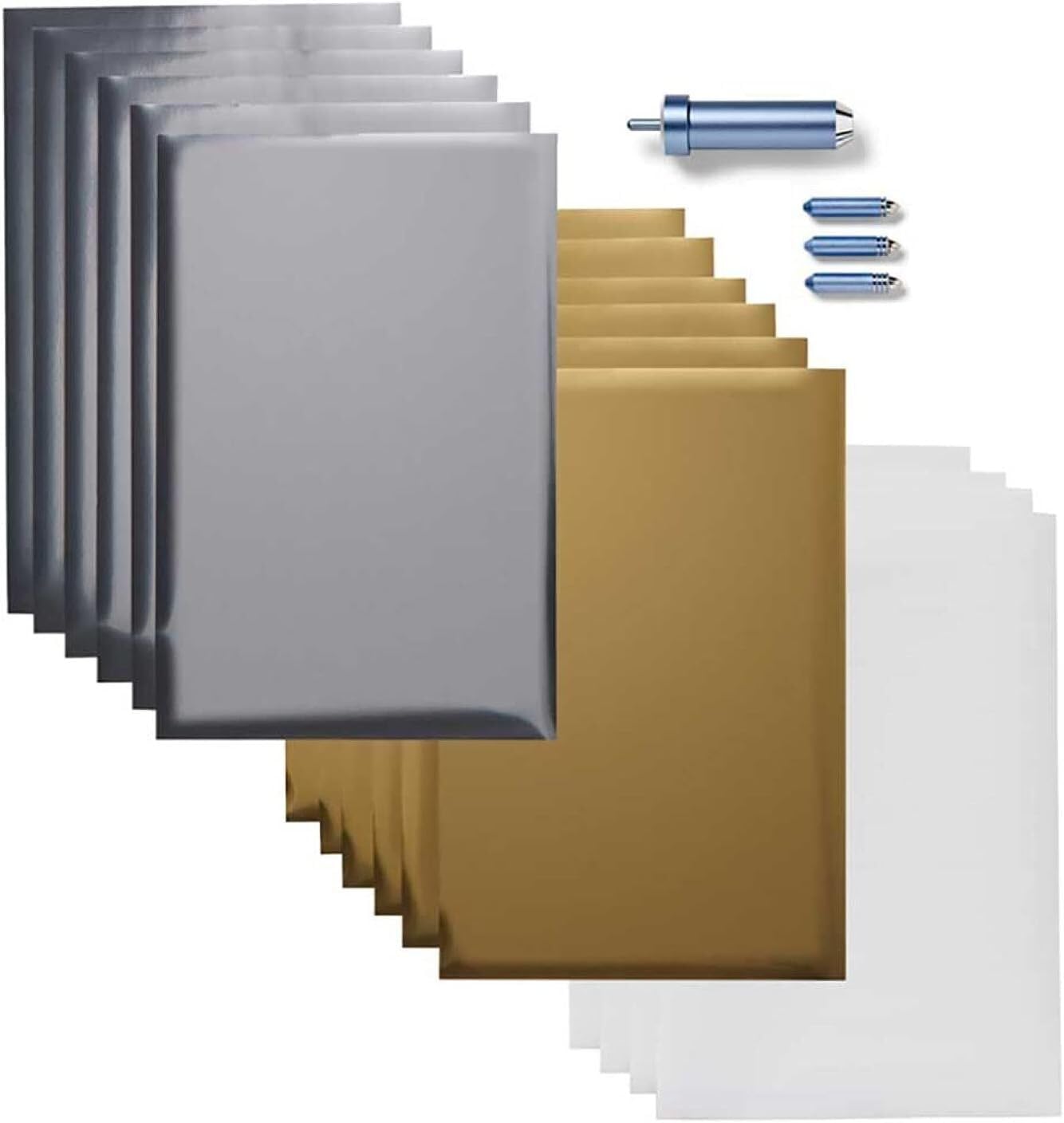 Cricut Foil Transfer Kit, Includes 12 Foil Transfer Sheets, 3 Cricut Tools in 1 with Interchangeable Tips (Fine, Medium & Bold), Tool Housing & Adhesive Tape, for Cricut Maker & Explore Machines