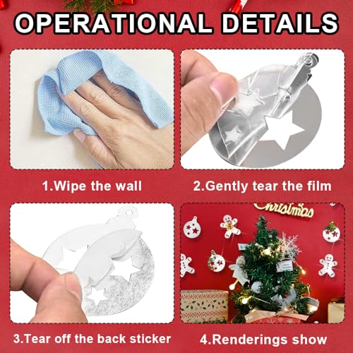 24pcs Christmas Mirror Wall Decals, Silver Christmas Snowman Acrylic Mirror Wall Sticker Snowflake Decorative Window Cling Holiday Party 3D Wall Decal for DIY Home Wall Bedroom Living Room Decoration