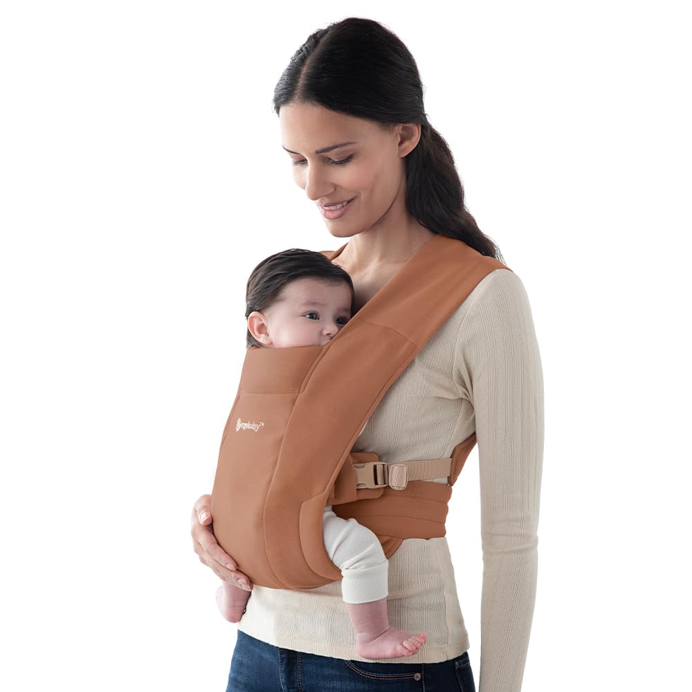 Ergobaby Embrace Newborn Baby Carrier for Infants 0-12 Months (7-25 lbs) - Ergonomic 2-Position Infant Carrier with Head and Neck Support, Hip-Healthy Positioning - Canyon Clay
